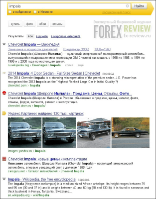 Поиск Impala в Яндексе